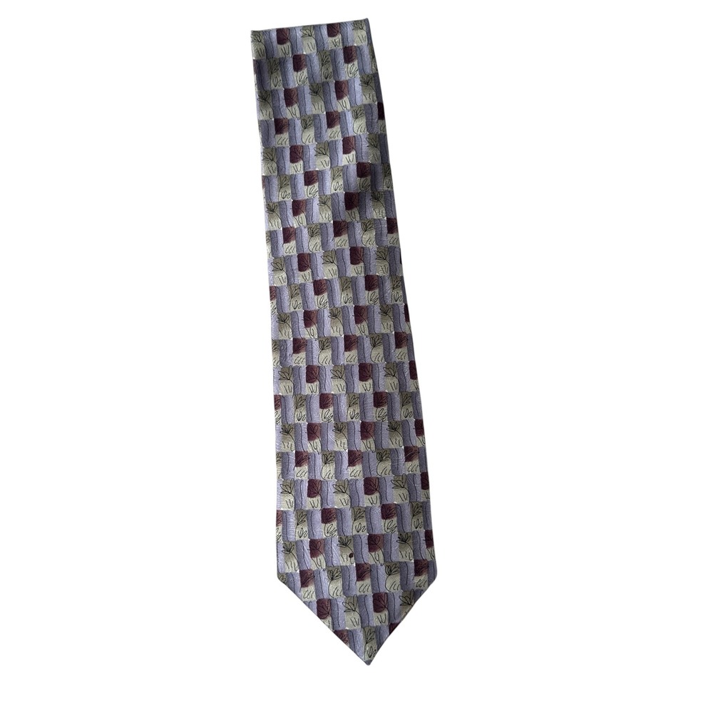 J.‎ Garcia Silk Necktie Abstract Pattern Designer Tie Purple Brown Made in Korea